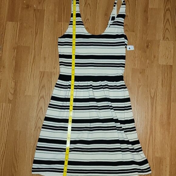 J. Crew Black White StripSleeveless Scoop Neck Sundress Back Button Detail Sz Xs - Picture 8 of 11